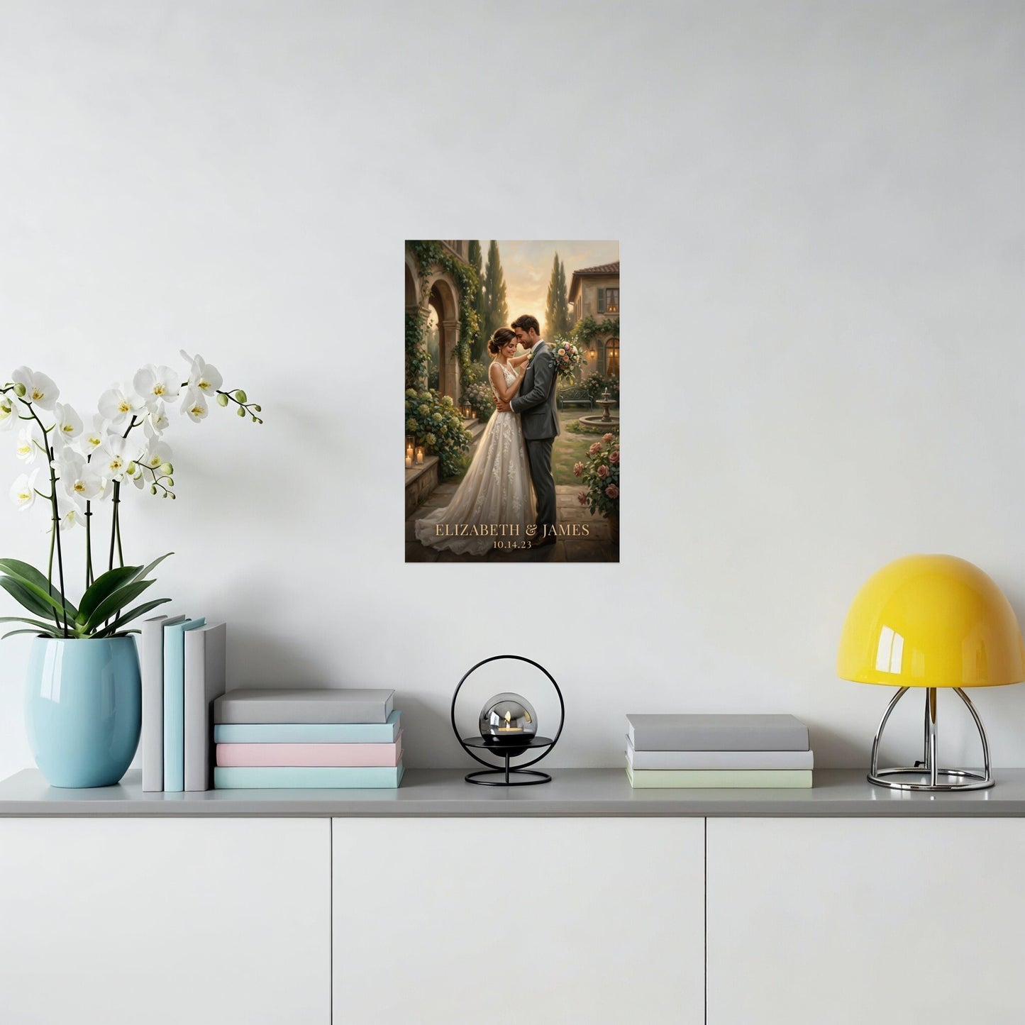 Wedding portrait of Elizabeth and James with date 10.14.23.