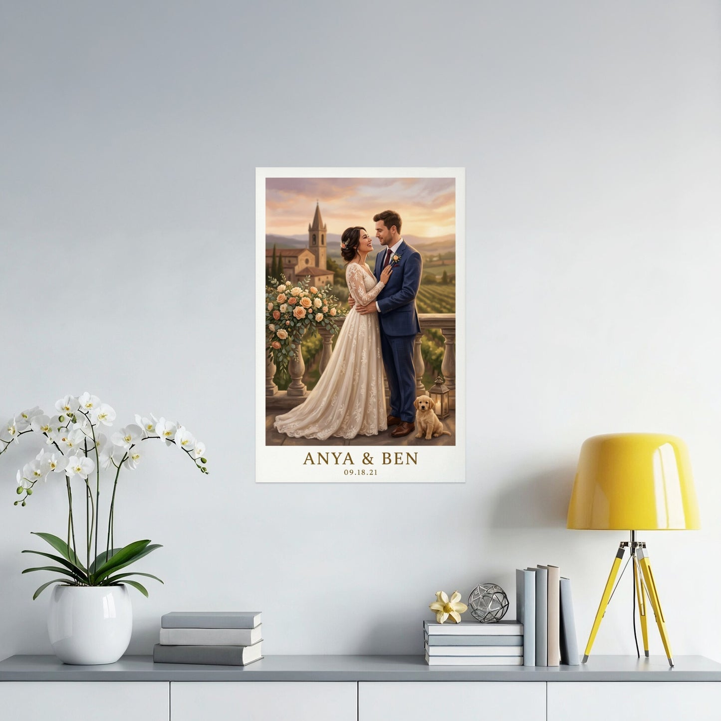 Wedding portrait of Anya and Ben with date 09.18.21.