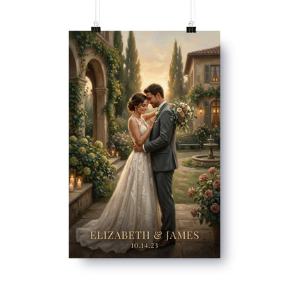 Wedding portrait of Elizabeth and James with wedding date 10.14.23.